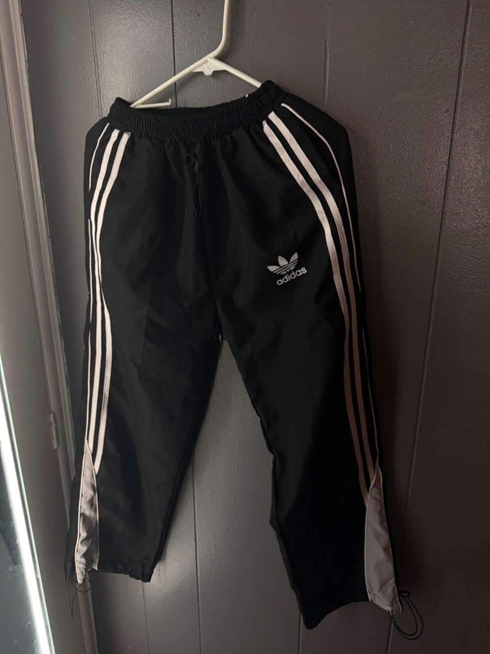 adidas Black Track Pants with White Three-Stripes